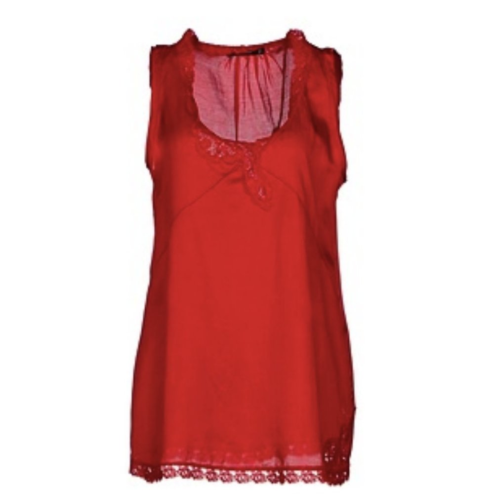 Twin-Set Simona Barbiere Red Silk & Lace Camisole